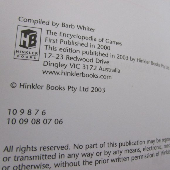 The Encyclopedia Of Games NWOT Paperback by Barb Whiter - Picture 10 of 10